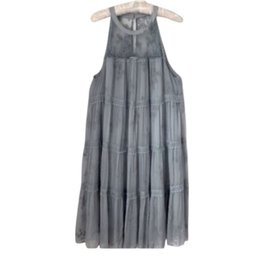 Sundance blue lace tiered, halter light, blue Sleeveless Dress size small